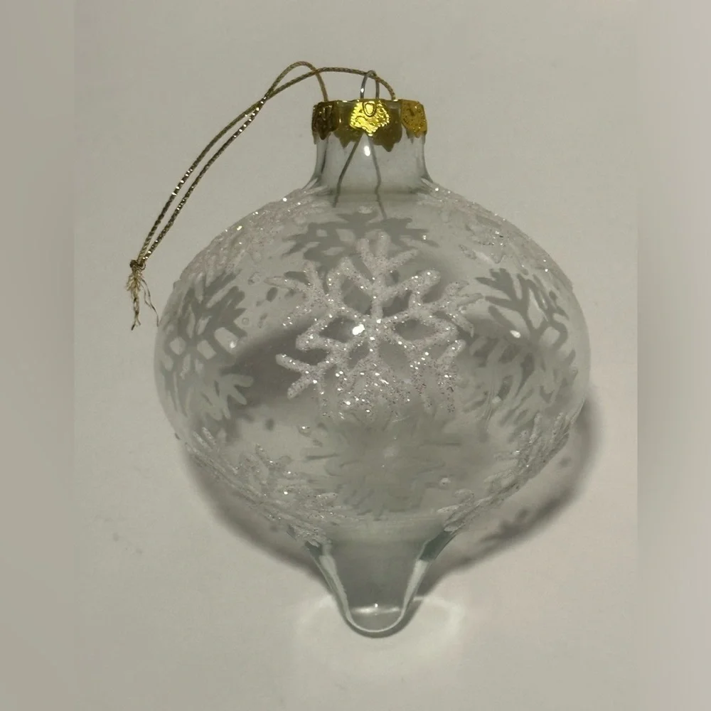 Vintage Glass Ornaments with Snowflake Design